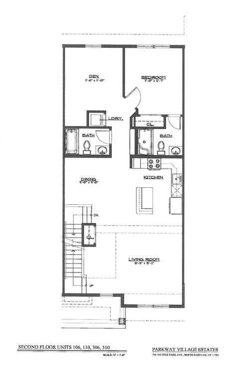 Floor plan for 2 beds, 2 baths